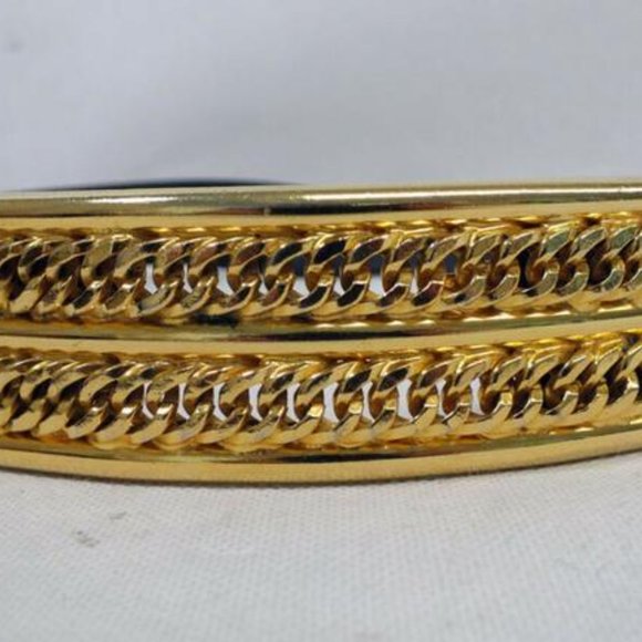 Dior Black & Gold Chain Buckle Leather Belt